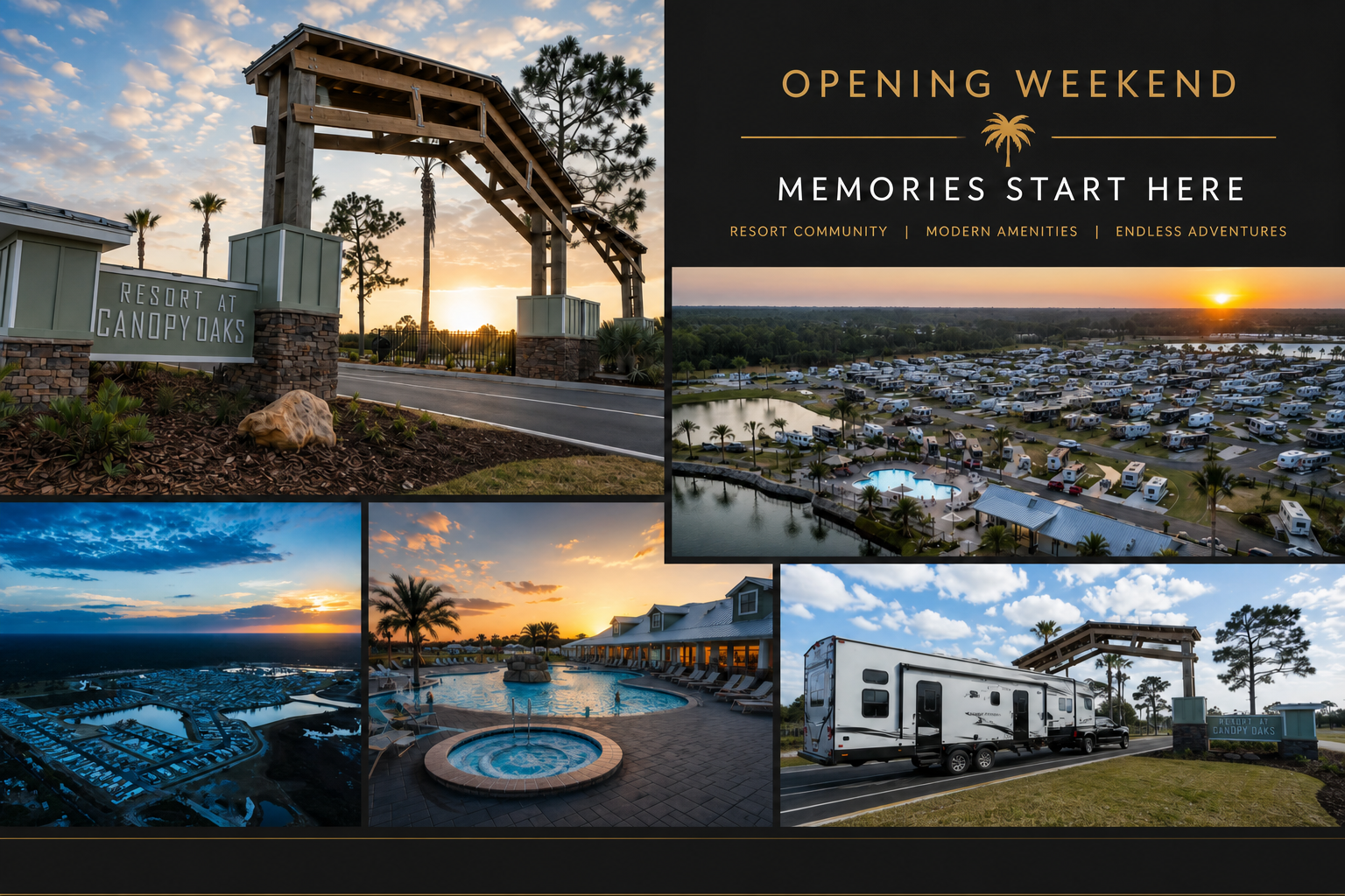 Resort at Canopy Oaks opening-weekend campaign with property, lifestyle, and aerial photography