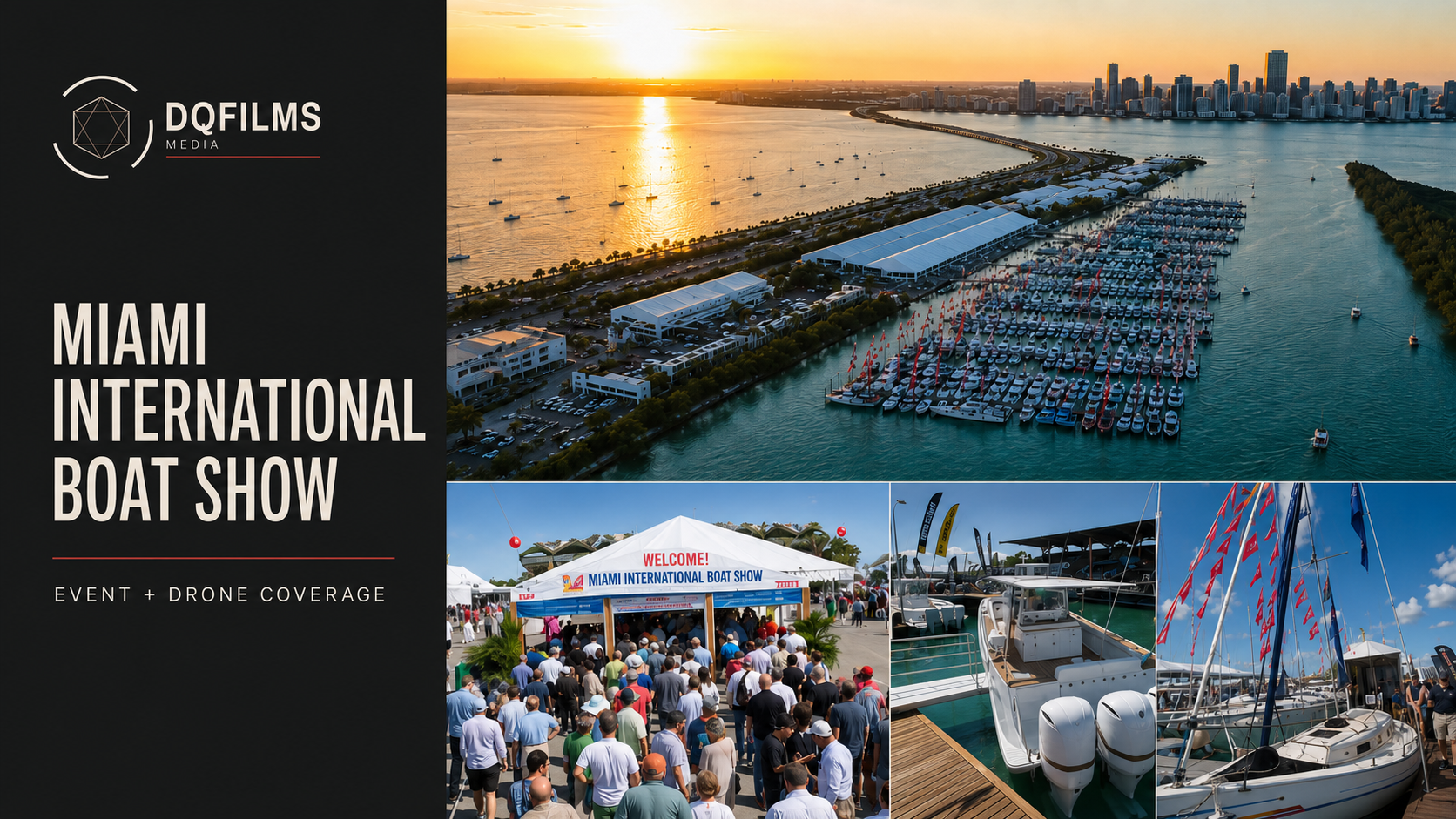 Miami International Boat Show event and drone coverage case-study board